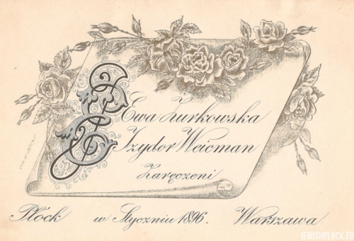 Engagement card of Ewa Żurkowska and Izydor Wajcman, Płock 1896